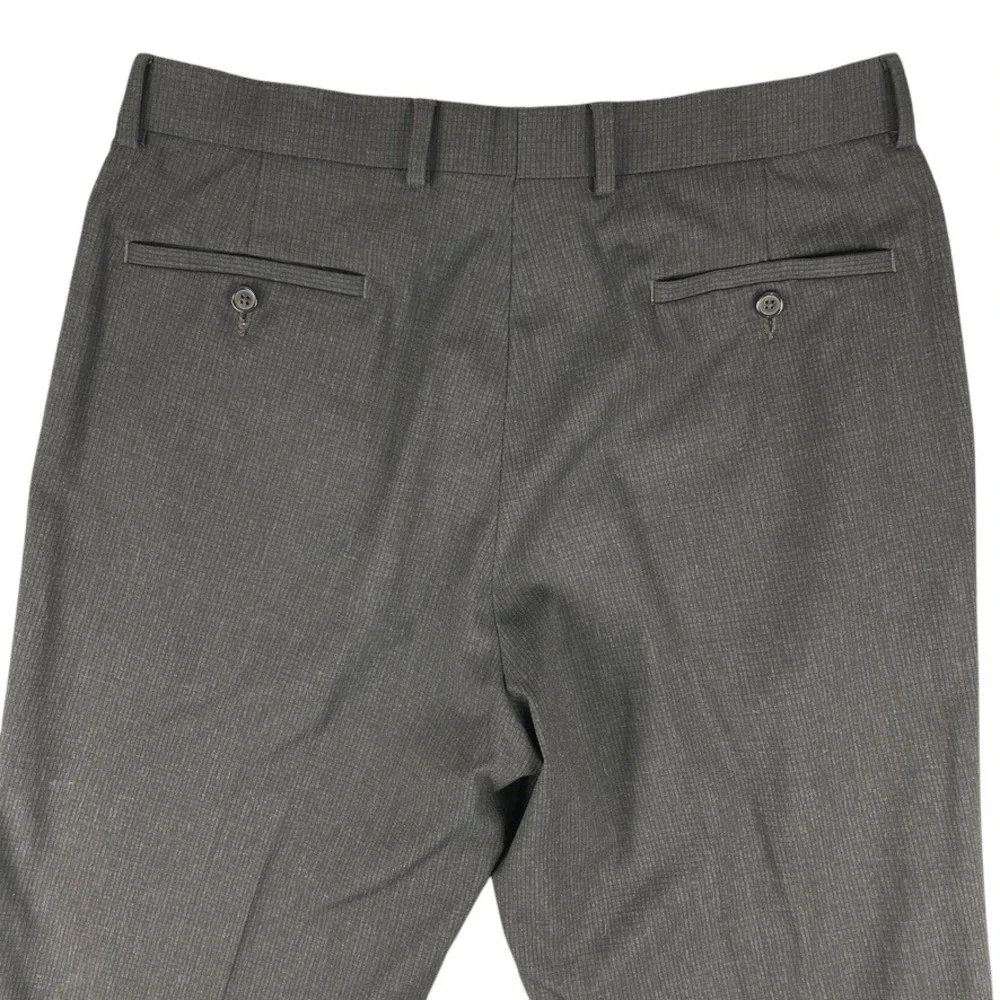 Ralph Lauren Dress Pants Men 34x32 Brown Gray Flat Front Classic Fit Stretch VTG
